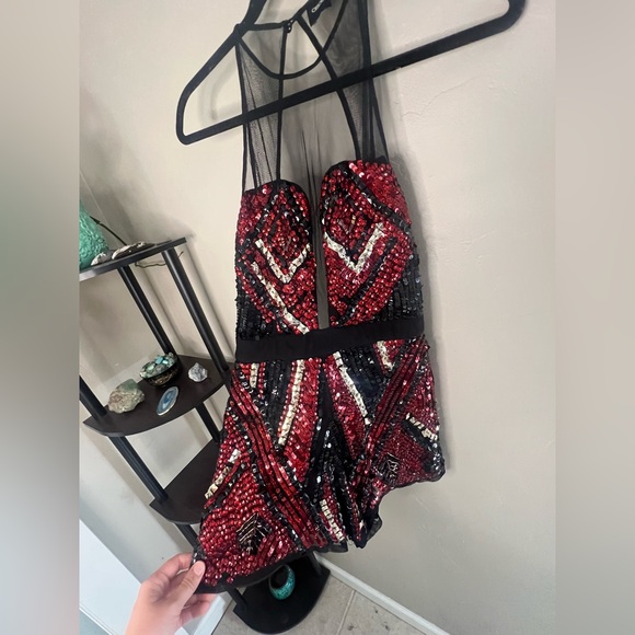 Sequin Red and Black Romper ASOS - Picture 3 of 7